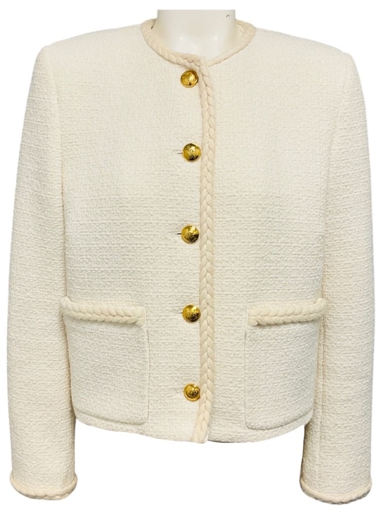 Nili Lotan Jackets & Blazers - NILI LOTAN IVORY TWEED ROMY CROPPED JACKET